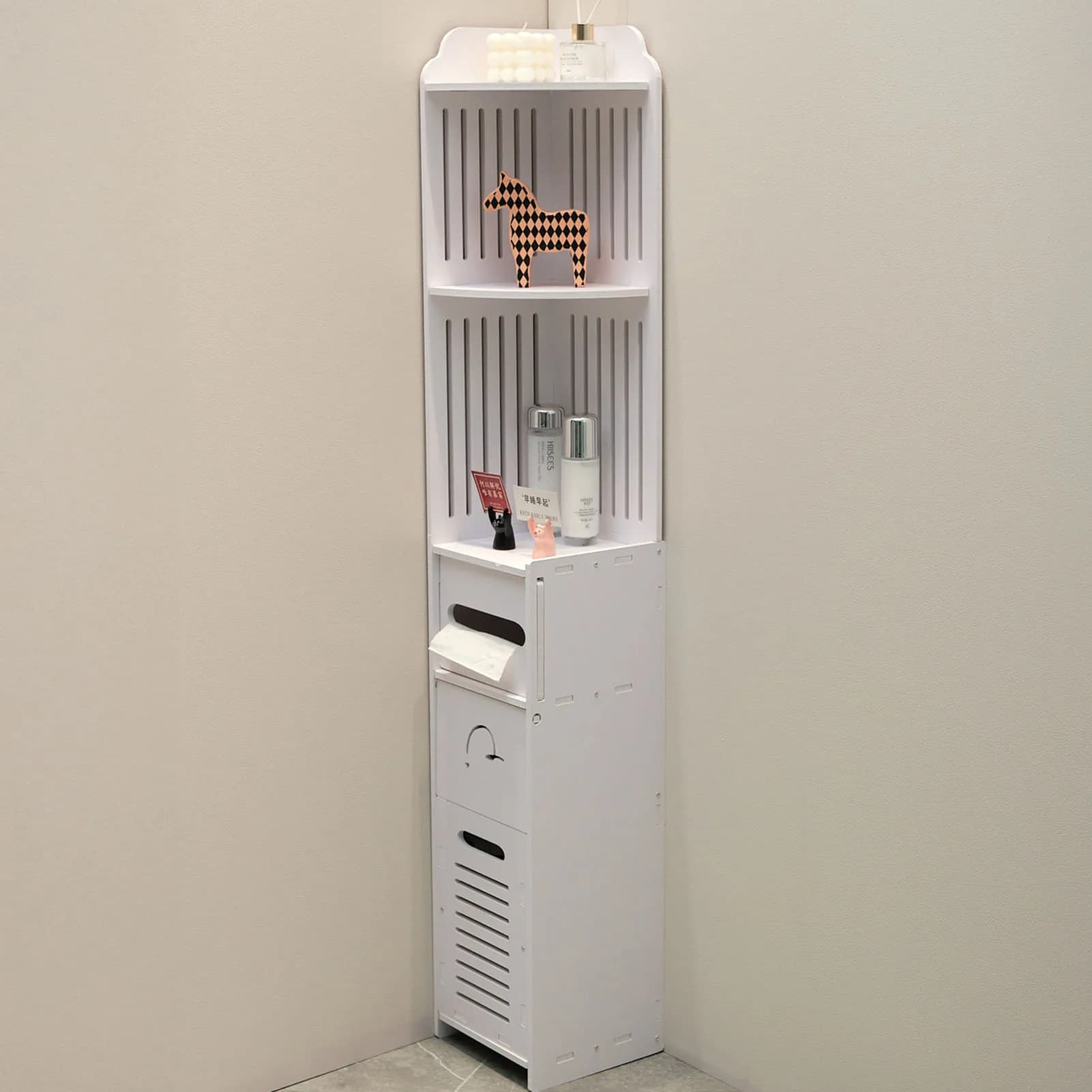 Mobiletto da terra multifunzione per bagno, scaffale portaoggetti per WC, organizer, mobile per la casa 22x20x120 cm