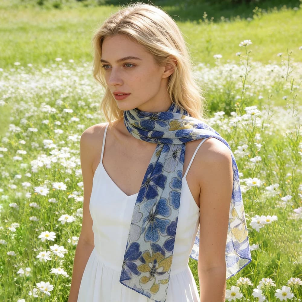1 Pezzo Sciarpa di Seta Morbida di Lusso per Donna 180X80CM, Scialle Lungo Femminile Leggero da Viaggio, Bandana Protettiva Solare