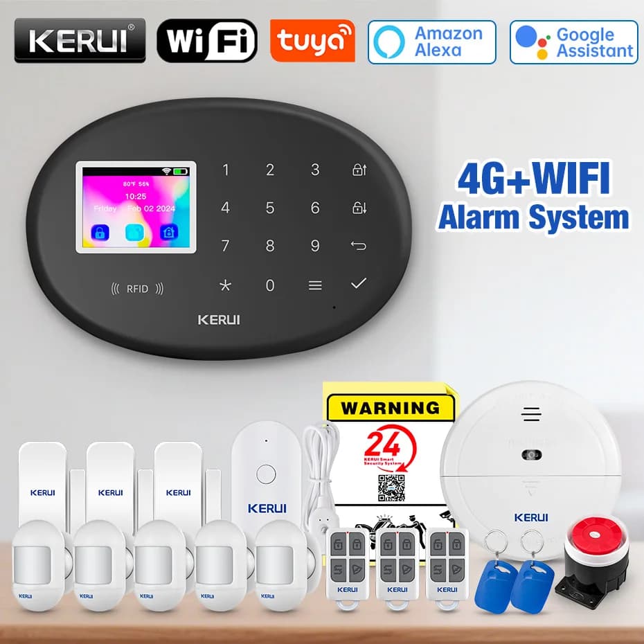 KERUI W204 4G Sistema di Allarme Domestico Nuovo Pannello di Allarme Nero Sensore di Movimento Senza Fili Tuya Smart WiFi GSM per Sensore di Movimento di Sicurezza Domestica