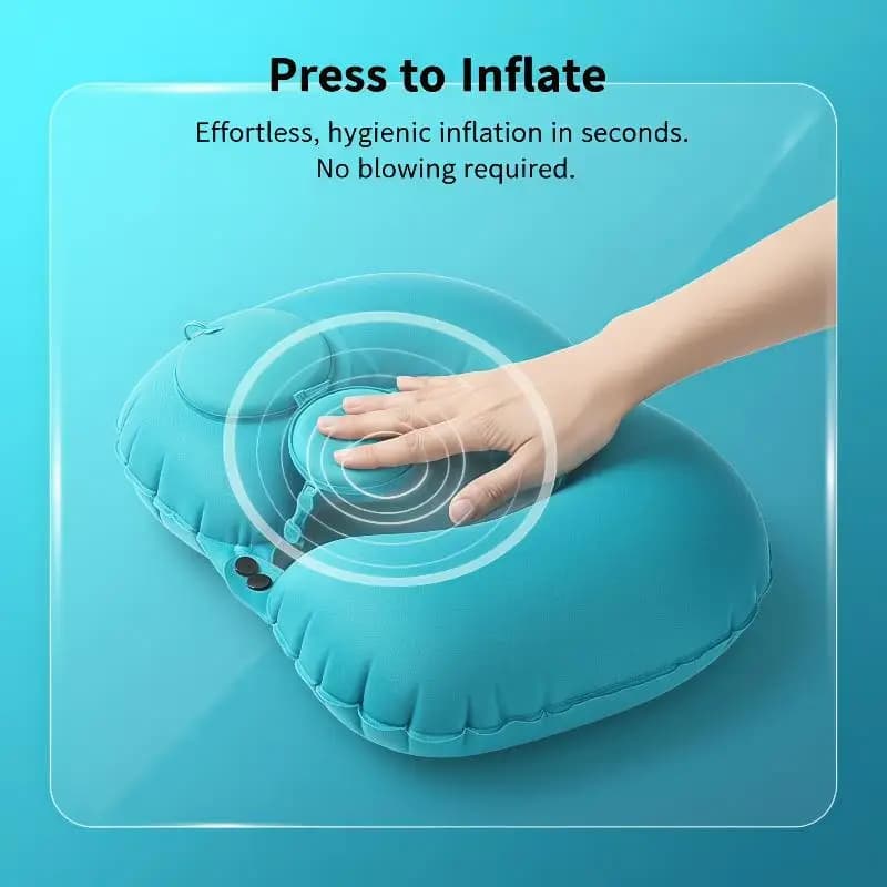 Travel Use Inflatable Neck Pillow Soft Flocking Self Inflating 1PC for Office Nap Airplane Car Rides