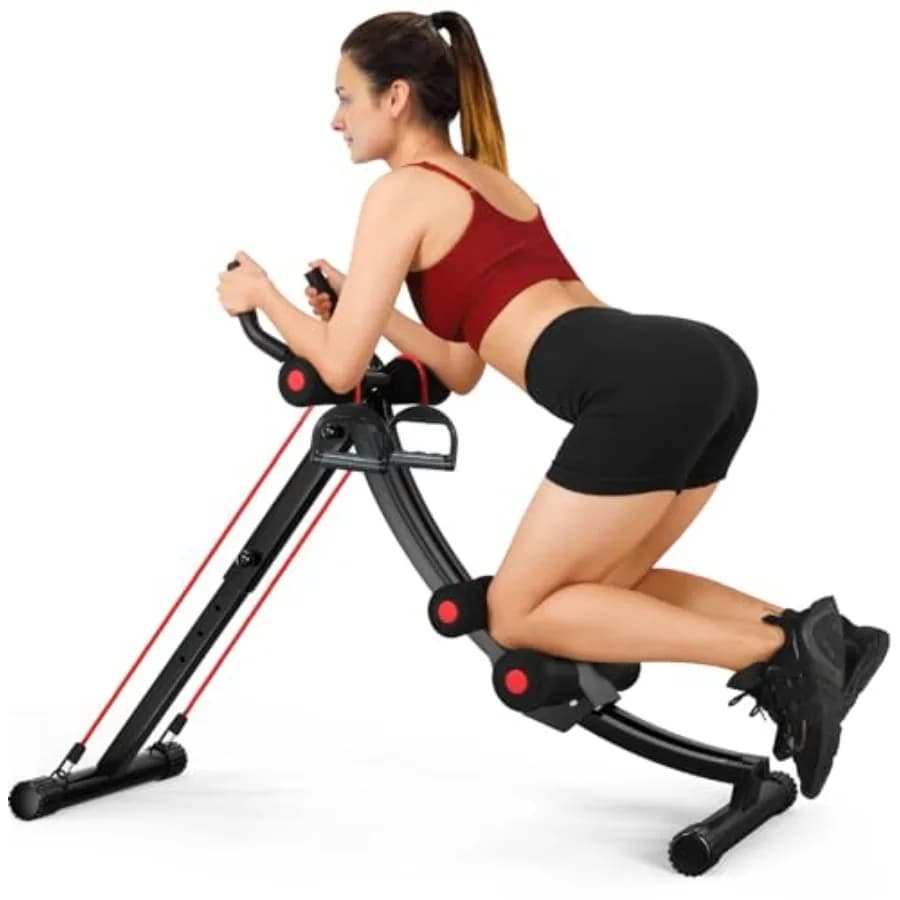 Ab Workout Equipment for Home Gym, Steel Frame with Black Padding, Adjustable Foldable Ab Machine for Beginners