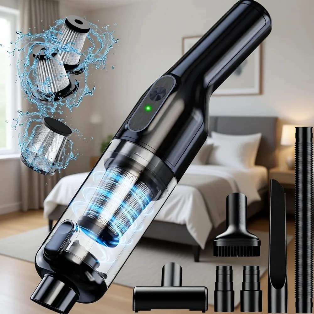 Aspirapolvere portatile senza fili 16000Pa leggero ricaricabile tramite USB-C per auto, casa, ufficio, animali domestici