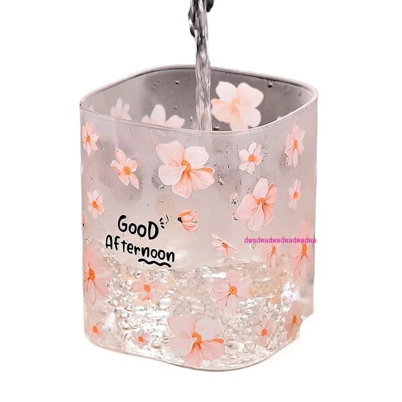 Serbatoio di stoccaggio in vetro con fiori di ciliegio ad alto contenuto di borosilicato, serbatoio sigillato quadrato, serbatoio di stoccaggio per frutta secca e cereali per uso domestico