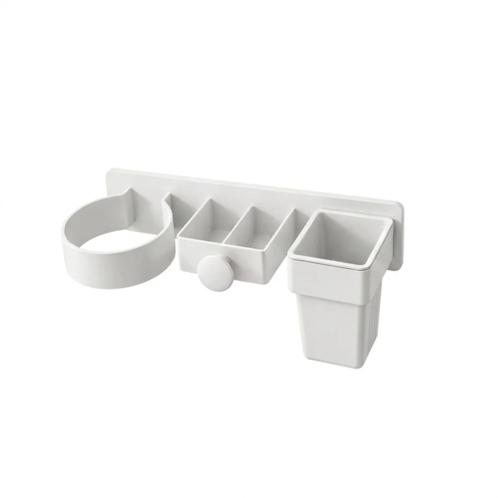 Multi-Slot Wall Mount Hair Dryer Holder Detachable Cup Plastic Curling Iron Storage Rack Waterproof Large Capacity