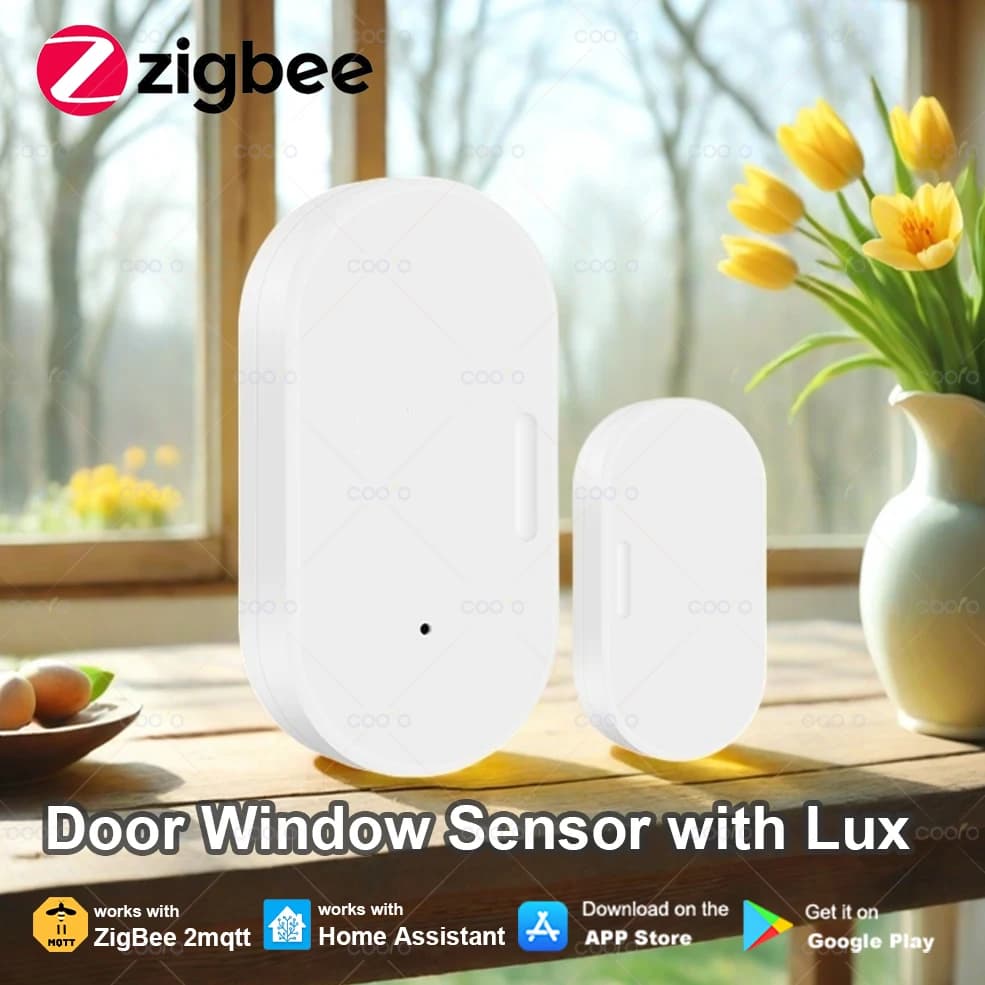 ZigBee Sensore intelligente per porte e finestre Rilevamento luce Lux 2 in 1 App di allarme magnetico wireless in tempo reale Controllo remoto Sicurezza domestica