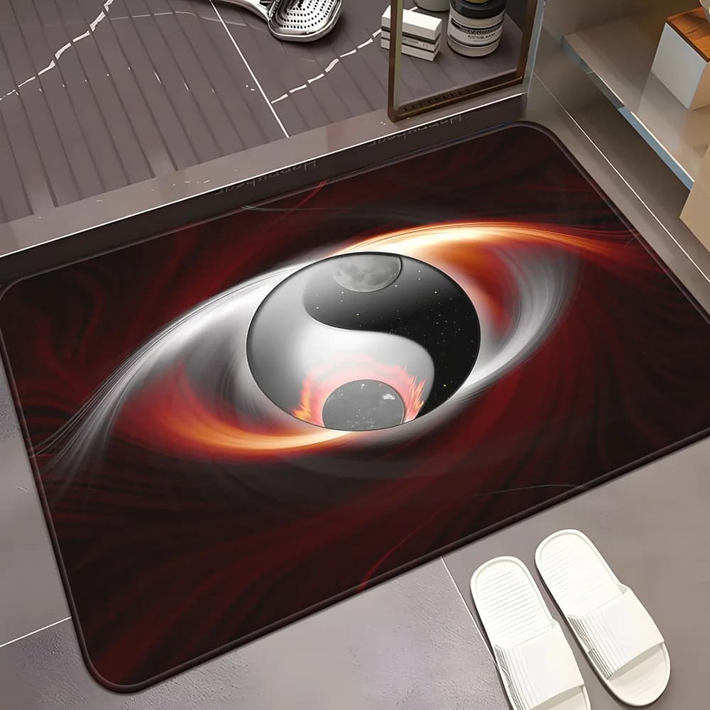 Tappetino 3D Yin Yang, Tappeto d'Ingresso Astratto Universo, Tappetino Simbolo del Taoismo Cinese, Tappeto Antiscivolo per Ingresso di Casa