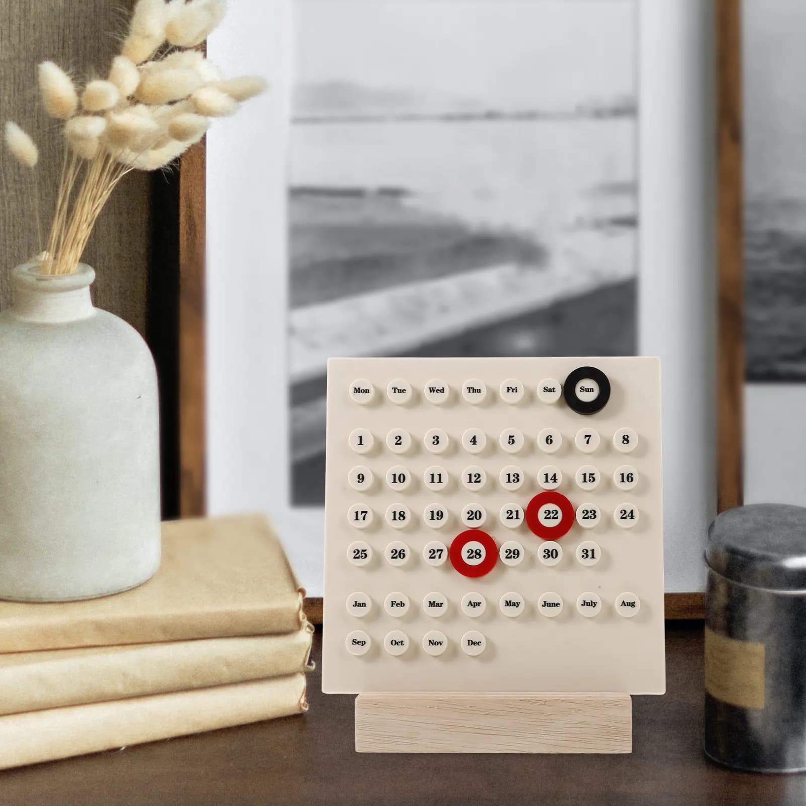 Calendario perpetuo vintage fai da te da scrivania, in legno bianco latte, con blocchi ribaltabili, per decorazioni da ufficio, 2024-2025, con conto alla rovescia verticale