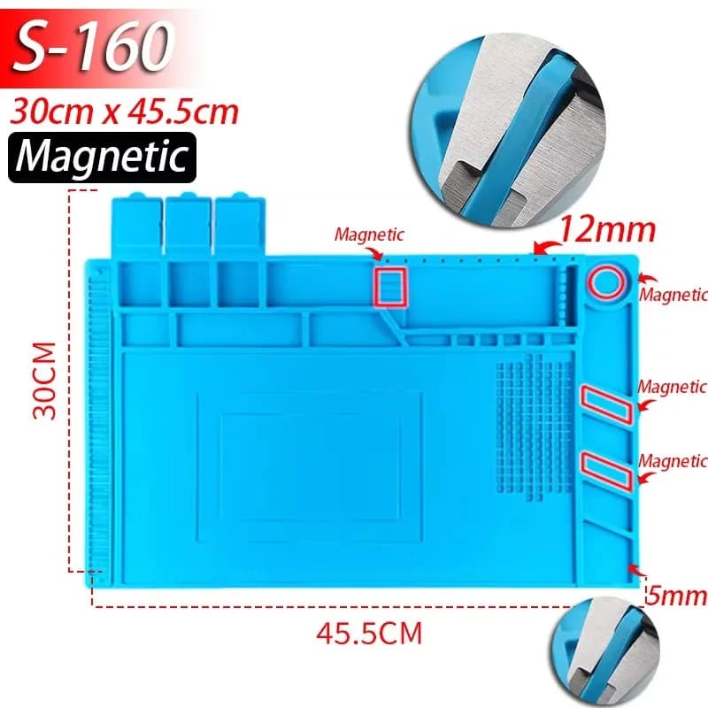 Soldering Station Mat Silicone Work Blanket Heat Resistant 500°C Anti-Static Magnetic Pad for Electronic Phone Laptop BGA Repair