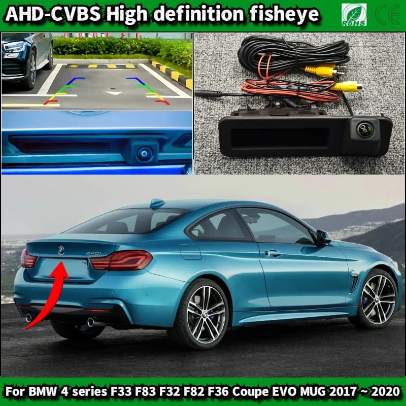 For BMW 4 F33 F83 F32 F82 F36 Coupe EVO MUG 2017 ~ 2020 Car trunk handle Backup camera Reverse car parking camera