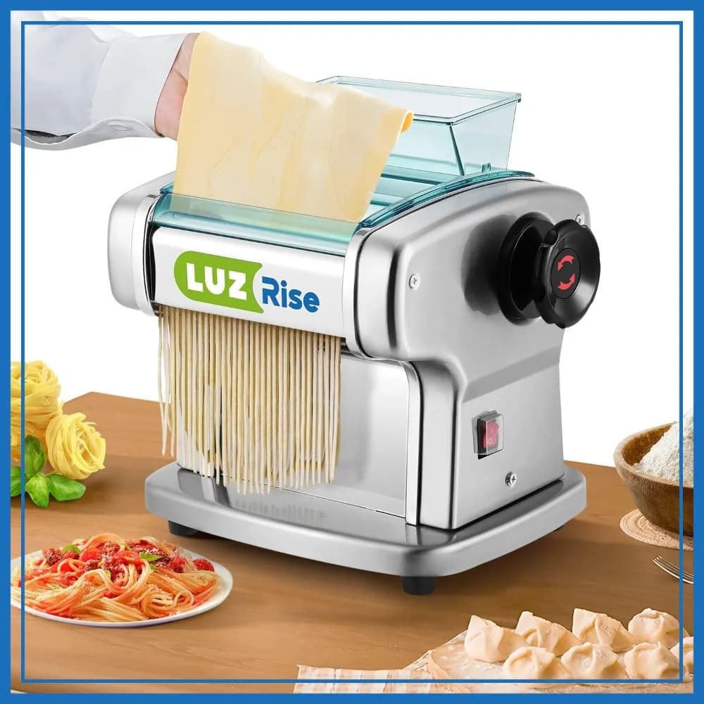 Macchina Elettrica per Pasta: Macchina Automatica per Noodle, 2 Lame, 9 Impostazioni di Spessore, 10LBS/H, 135W