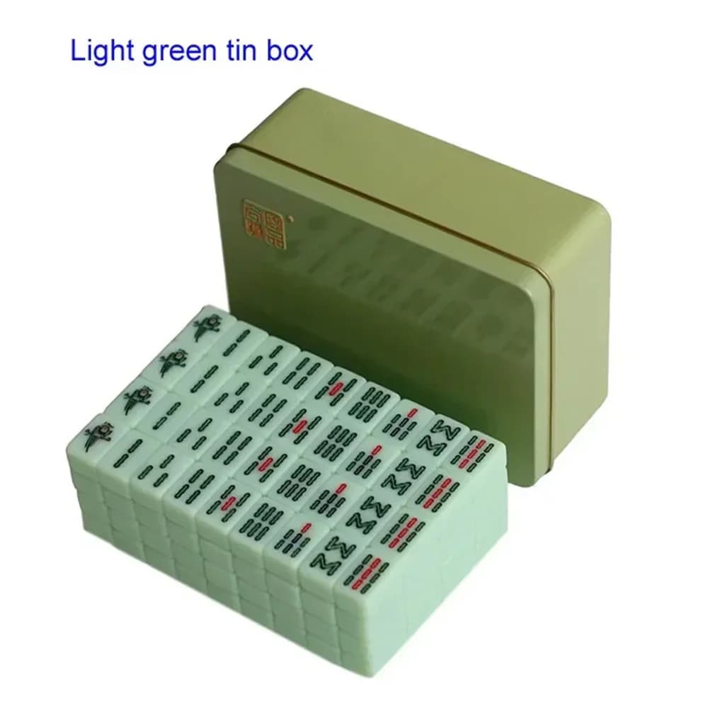 Set di Mahjong Cinese Mini 20*14mm/26*18mm, 144 Pezzi/Set in Scatola di Latta, Gioco da Viaggio Portatile per Feste in Famiglia