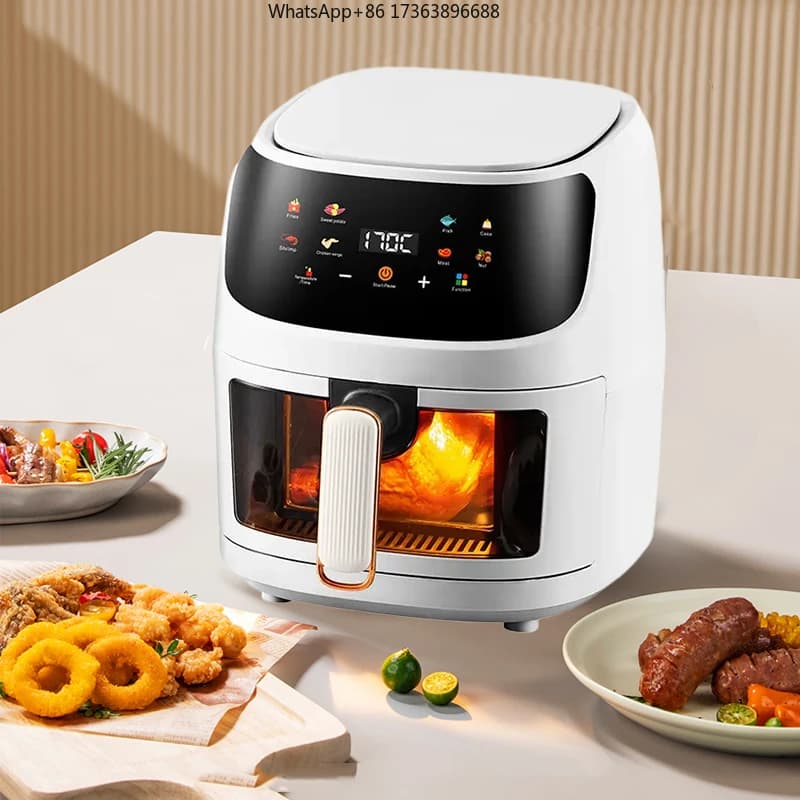 8L Modern French Plastic Smart Air Fryer with LCD Display and Touch Screen Control