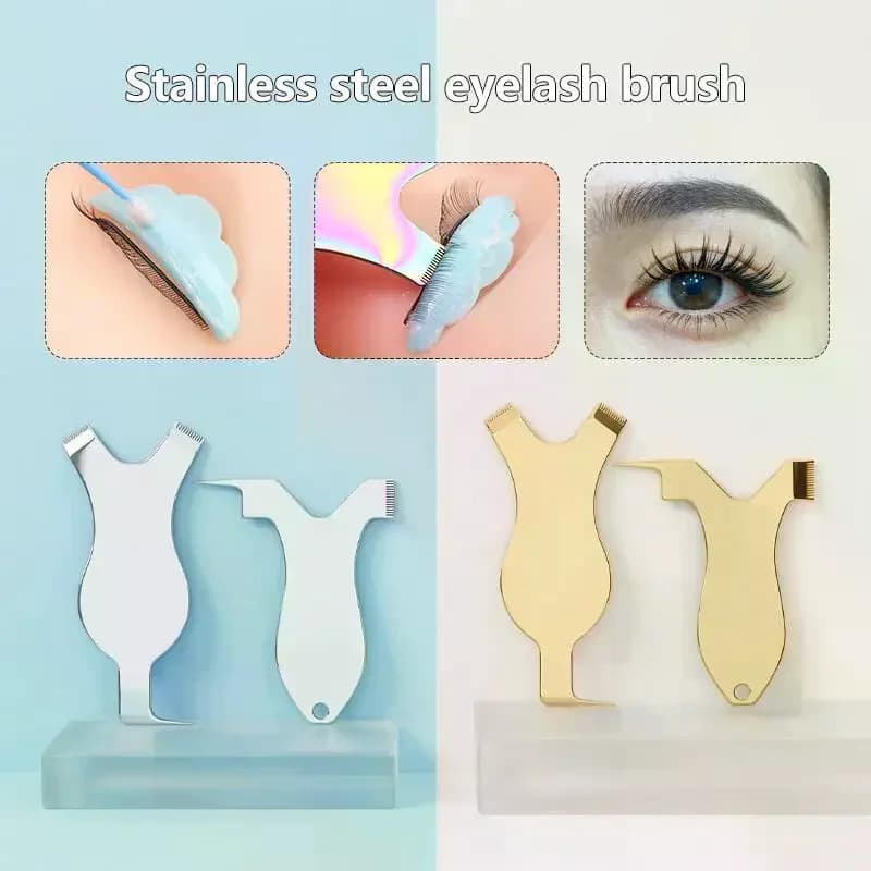 Reusable Stainless Steel Eyelash Brush Clean Comb Grafted Eyelashes Brushes Lifting Curler Eyelash Extension Perm Mascara Tool