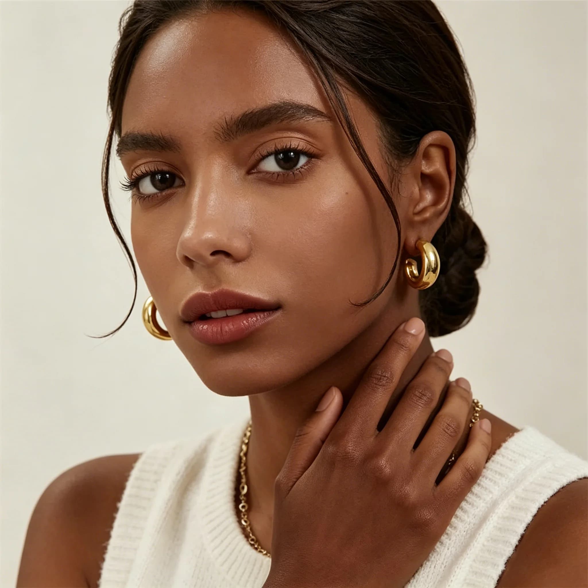 Waterproof Polished C Shape Hoop Earrings for Women Stainless Steel Rust Proof Stacked Ear Huggie Minimalist Jewelry Party Gifts