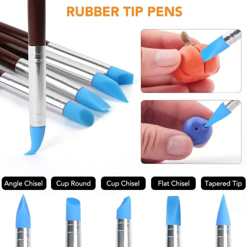 Set di strumenti per argilla secca all'aria Penna per modellare il silicone Strumenti per argilla polimerica Strumenti per scolpire pennelli per argilla per cuocere, disegnare, stampaggio, verniciatura