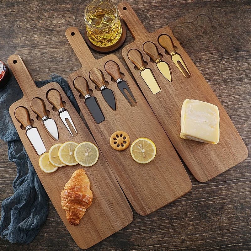 Set di tagliere per formaggi con coltelli Tagliere in legno per bistecche di formaggio, charcuterie