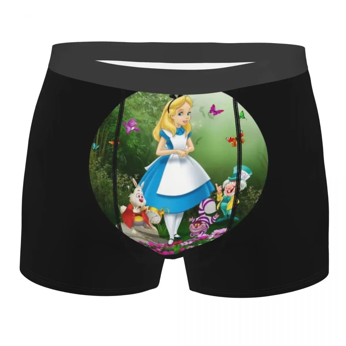 Boxer da uomo personalizzati con stampa di Alice nel Paese delle Meraviglie, mutande elasticizzate, pantaloncini, slip