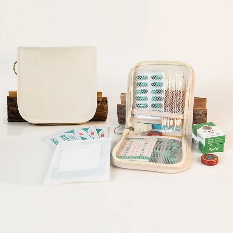 【Pace】Mini custodia medica portatile pieghevole con ampia apertura con kit di pronto soccorso con cerniera Borsa di stoccaggio essenziale da viaggio all'aperto