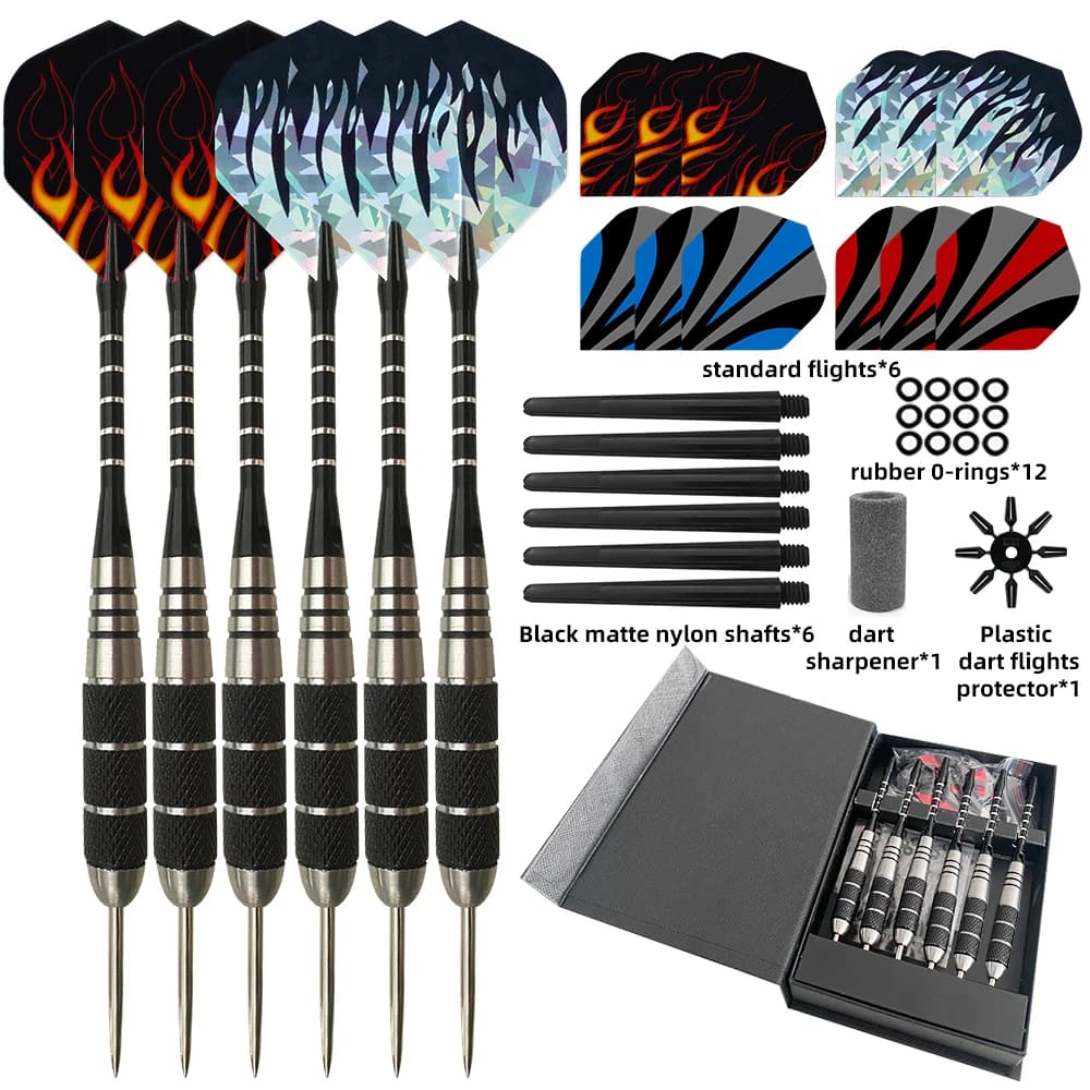 WEDARTER Set da 6 freccette da 22 g, stili di freccette multipli, set professionale con punta a botte, compatibile con accessori tradizionali per freccette