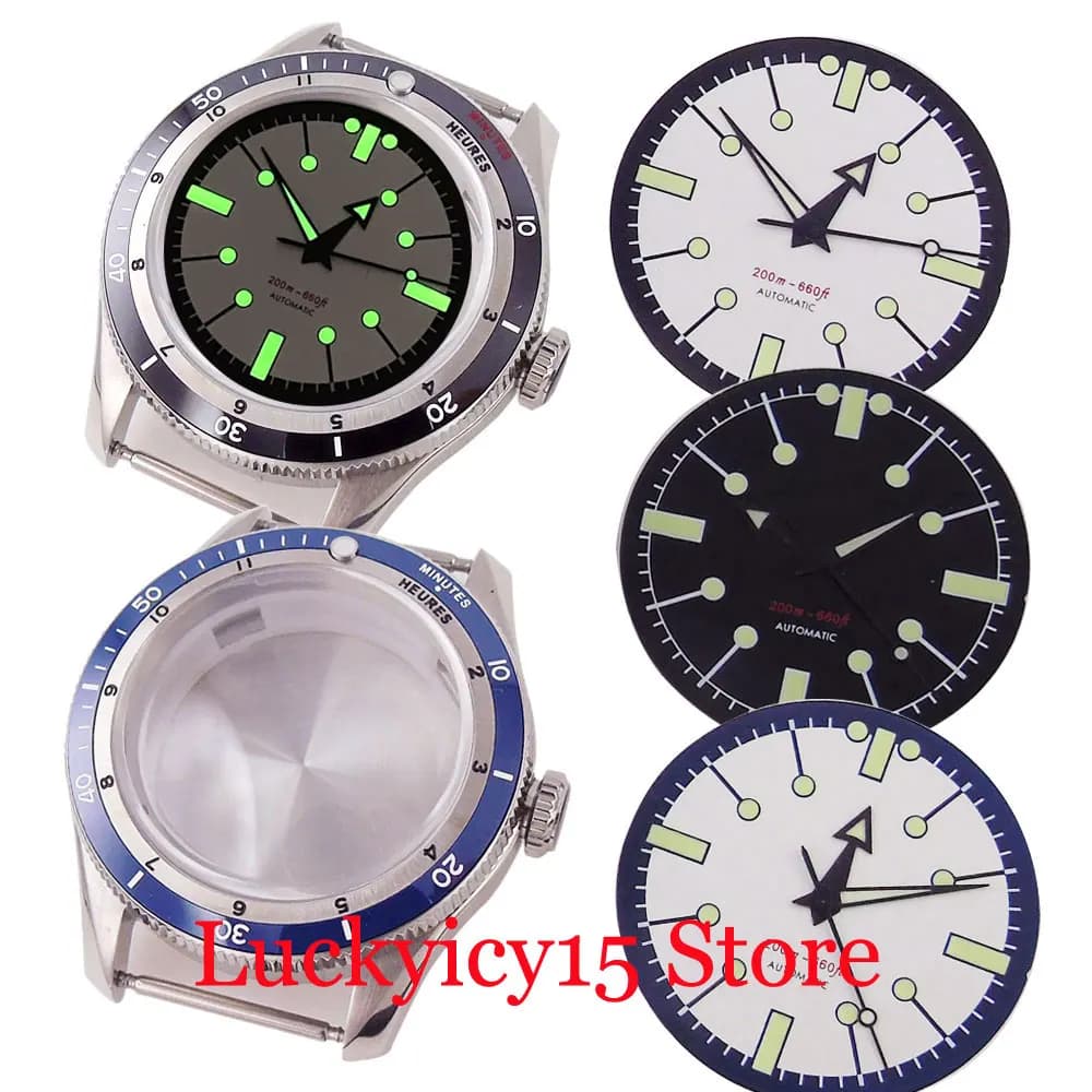 Sterile White /Black Watch Men Dial Hand Lume 40mm Case Bow Sapphire Glass Fit For NH35 NH36 SKX ETA2824 PT Accessories Parts