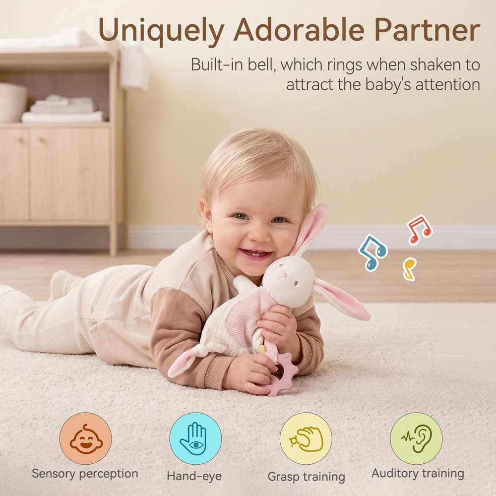 Baby Montessori Soft Rabbit Comfort Comfort Doll Cartoon Comfort Blanket Teething Toy Newborns Sleep Comfort Blanket Gifts