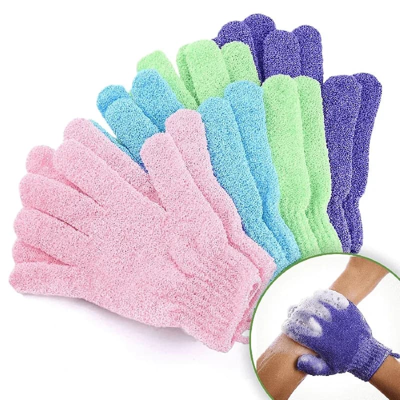 Guanti esfolianti colorati da 2 pezzi, guanti da bagno per la doccia, guanti esfolianti a doppia faccia, per spa, massaggi e scrub per il corpo