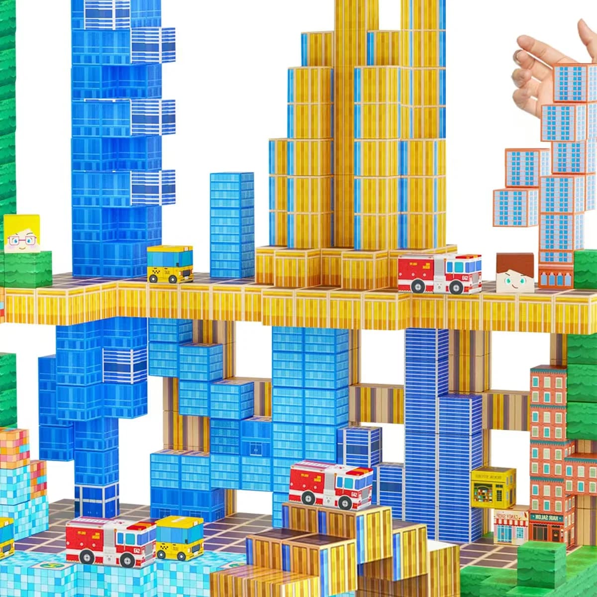 Set di blocchi magnetici, giochi di cubetti di costruzione, giocattoli di blocchi di piastrelle magnetiche, magneti impilabili per bambini, regali di compleanno per ragazzi