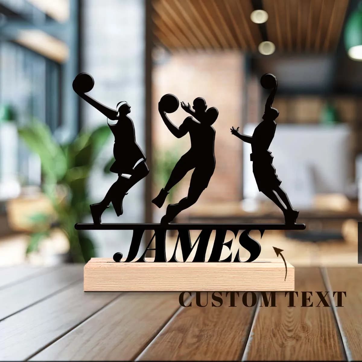 1pc Interesting Metal Desktop Decoration Custom Name Equipped with Wooden Base Unique Desktop Decoration Custom Gifts