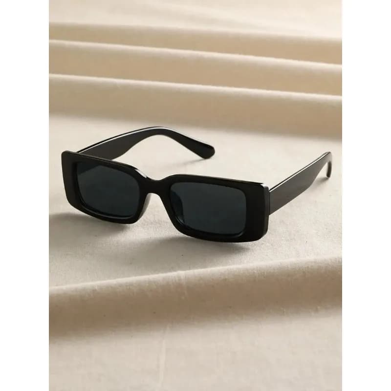 1 paio di occhiali da sole unisex quadrati in plastica nera, occhiali da spiaggia e occhiali per la fotografia quotidiana