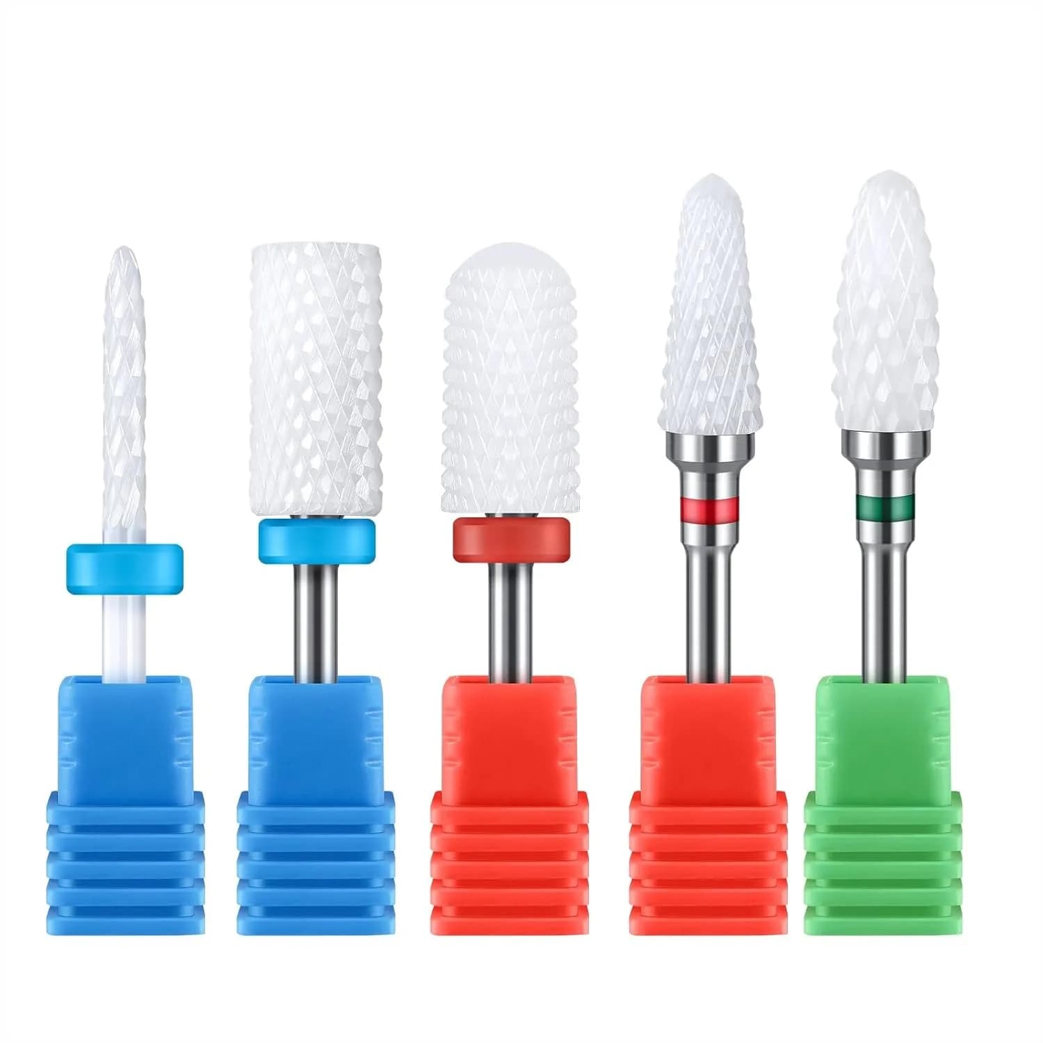 Set di 5 punte in ceramica per fresa unghie da 3/32 pollici per lucidatura di gel acrilico, manicure, pedicure e cuticole