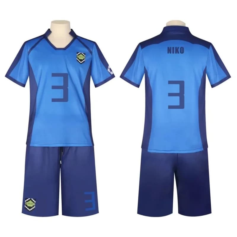 NIKO Cosplay Anime Soccer Jersey Set, Training Costume # 3 Niko Ikki Football Costume for Halloween