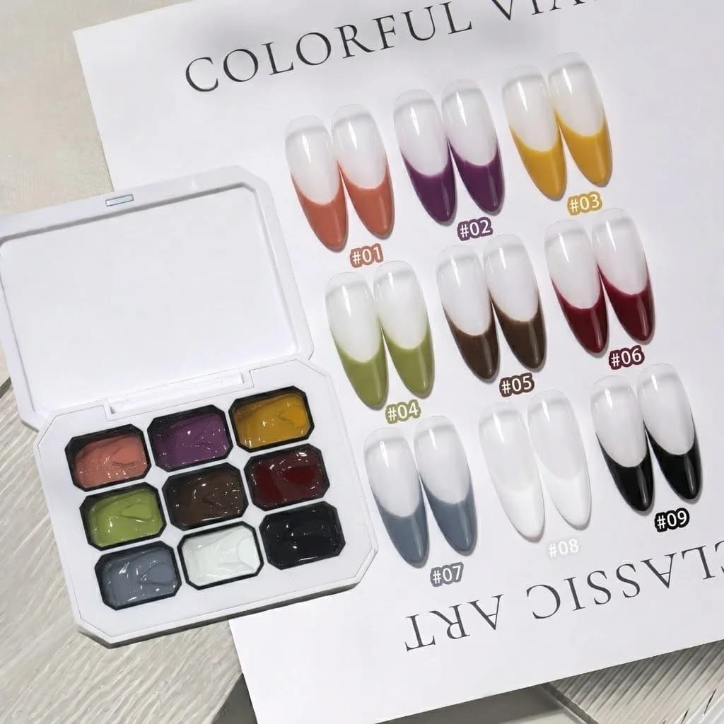 9-Color Solid Gel Nail Polish , High Saturation Trendy Manicure Gel, Single Layer Application Easy Color Gradient, Perfect gift