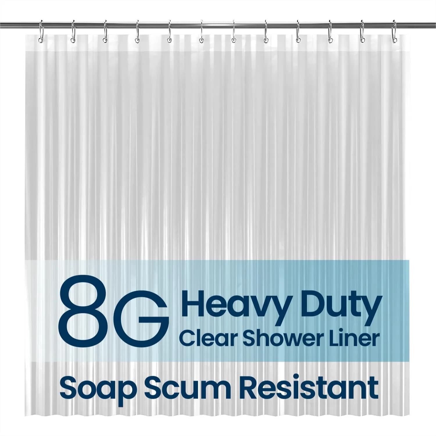 PEVA Shower Curtain Waterproof with Rust Proof Grommets Clear 72x72 for Bathroom
