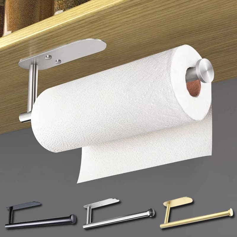 Portarotolo adesivo per carta igienica portarotolo da cucina Dispenser per tovaglioli supporto assorbente appendiabiti da parete in acciaio inossidabile