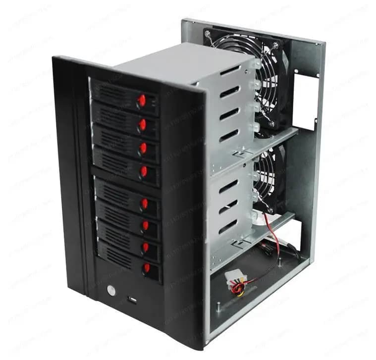 Chassis NAS a 8 Bay, Case ITX in Lega di Alluminio con Backplane SATA per Archiviazione Cloud/Media/IPFS Domestica