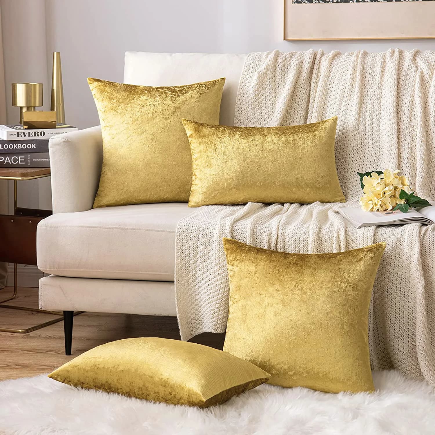 Fodera per cuscino regalo di Natale in oro Decorativa per la casa Fodera per cuscino rettangolare in velluto di lusso Federa per divano letto 30x50 cm 45x45 cm