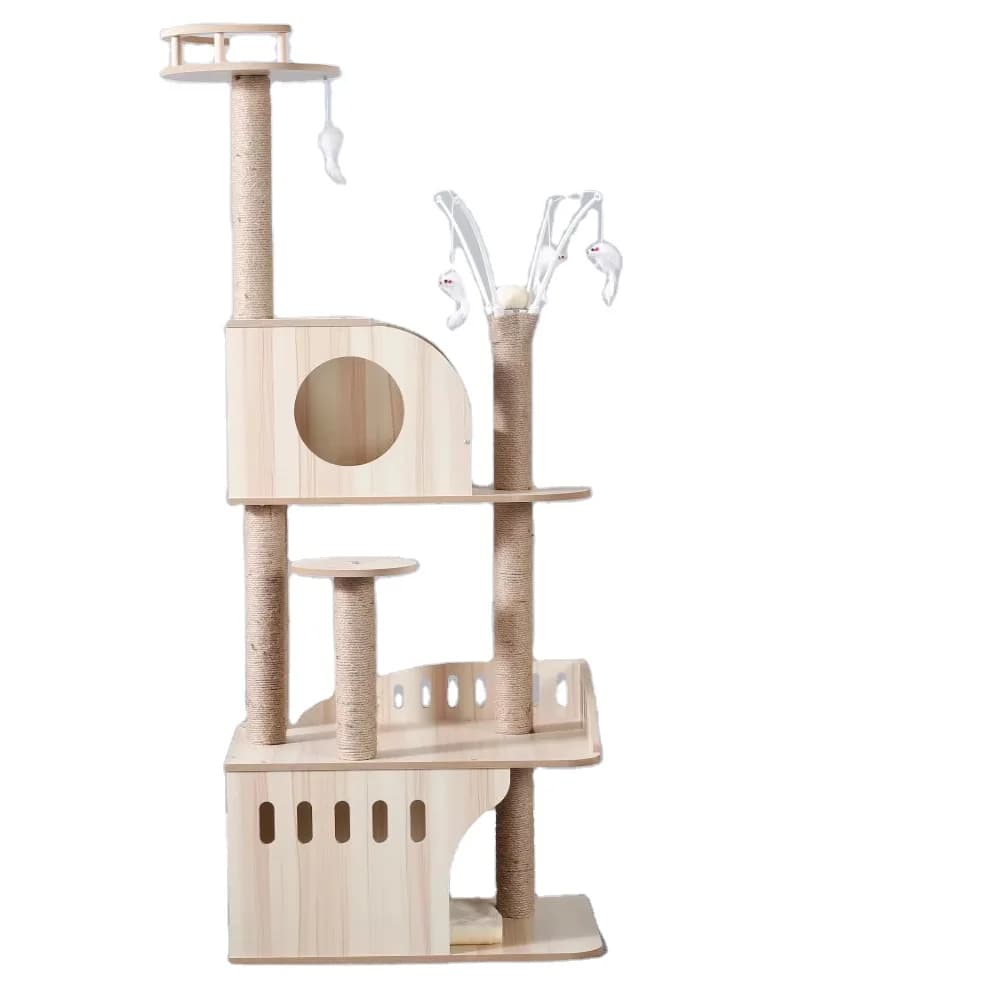Torre per albero per gatti con struttura da arrampicata per gatti durevole e carino all'ingrosso con alberi per gatti e tiragraffi con design per albero di Natale