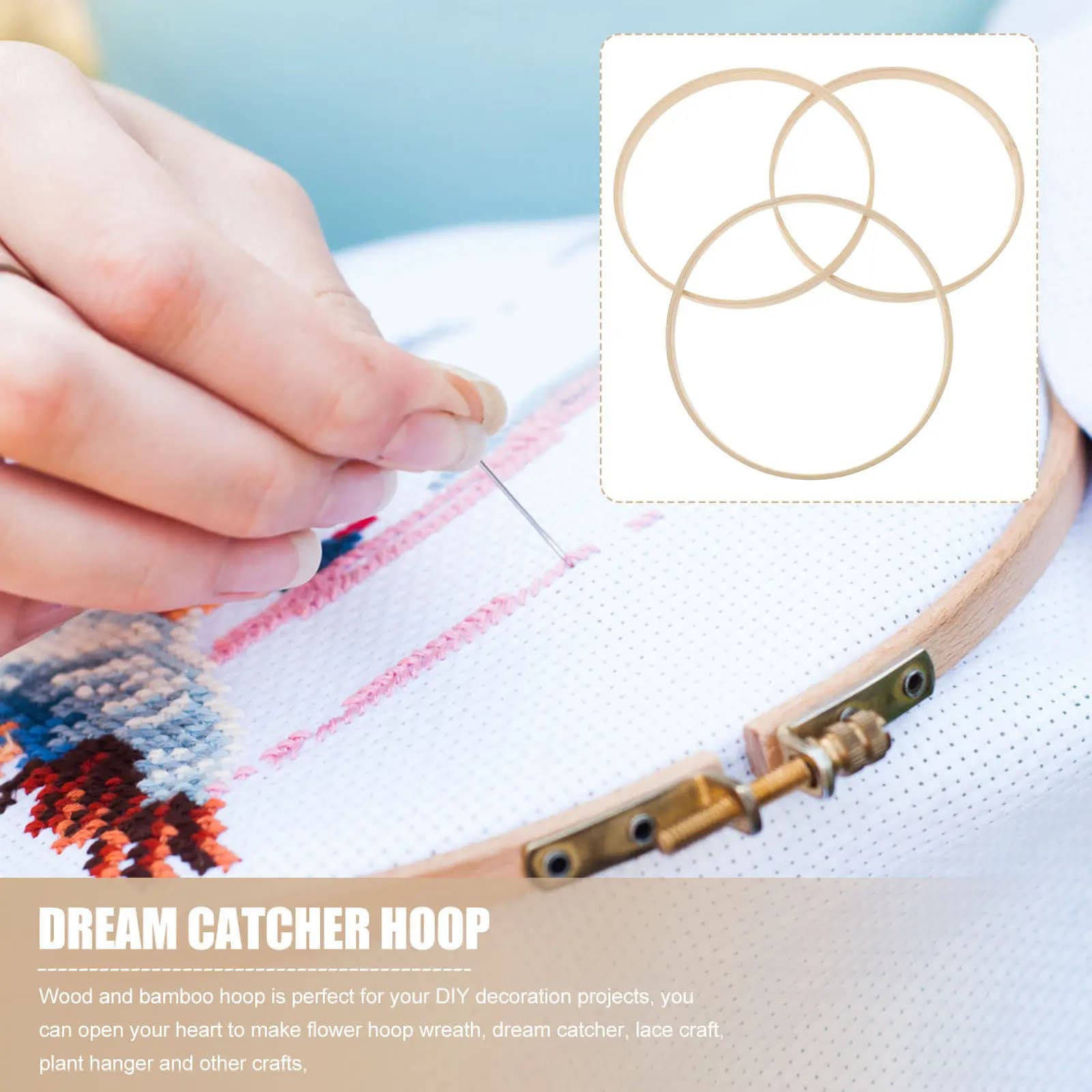 12Pcs Dream Catcher Rings Bamboo Round Frame 15Cm DIY Craft Supplies Mandala Wreath Handcraft Accessories Dream Catcher Ring