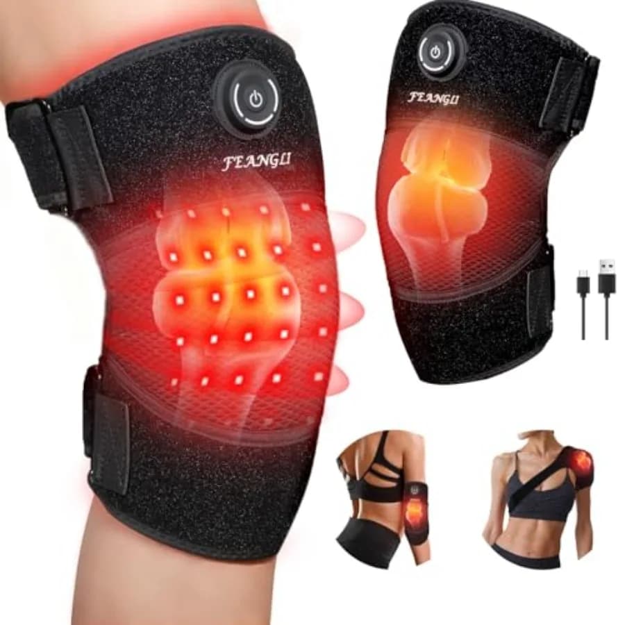 Fascia per Ginocchio con Terapia a Luce Rossa Senza Fili per Alleviare il Dolore, Fascia Riscaldata a Infrarossi per Ginocchio, Sollievo Mirato per Articolazioni e Muscoli