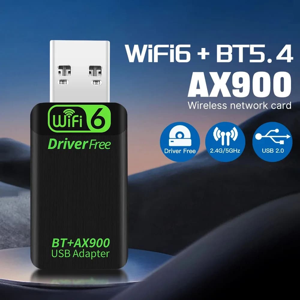 AX900 USB WiFi 6 Adattatore Bluetooth 5.4 Dongle 2in1 2.4G e 5GHz Ricevitore Wlan wireless di rete WiFi USB per PC/Laptop Driver gratuito