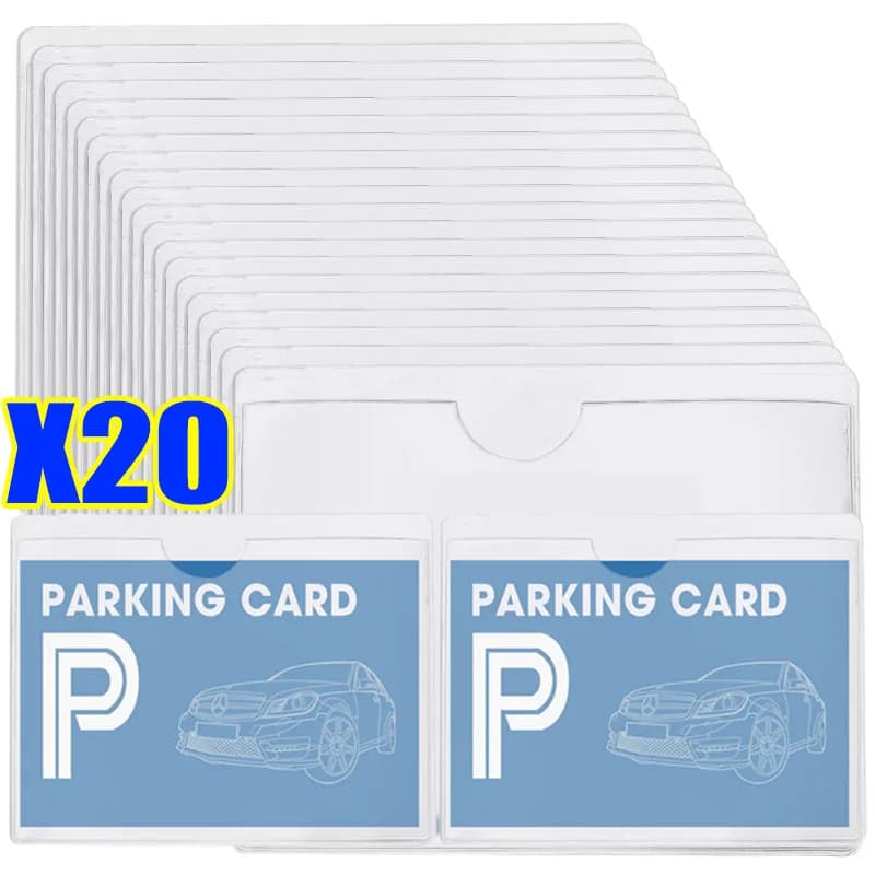 Carte Porta carte di identificazione Parabrezza per auto Porta carte trasparente Set di etichette per parcheggio Pellicola protettiva adesiva portatile