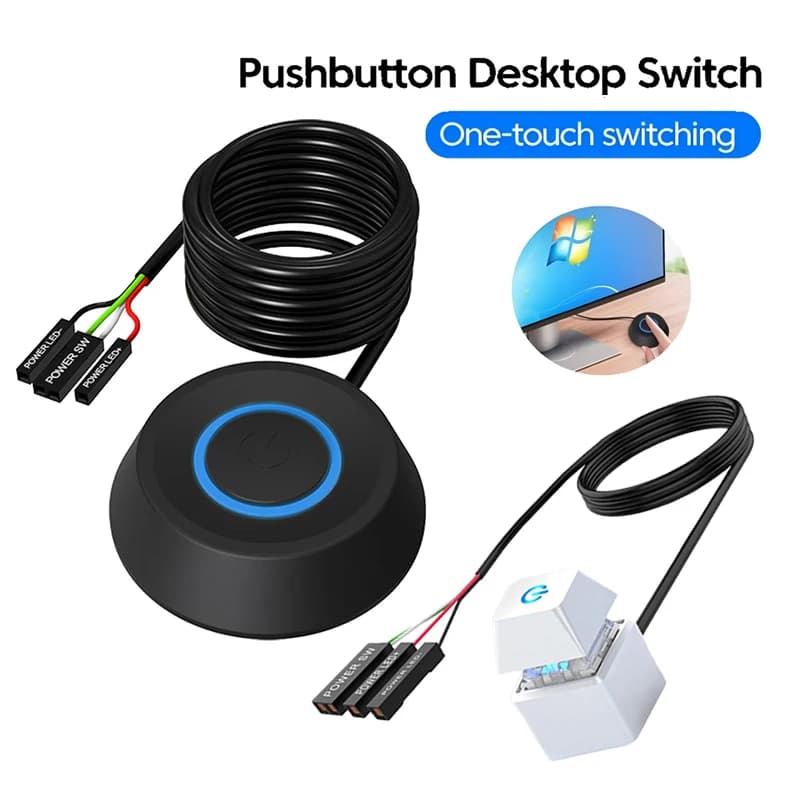 Interruttore da tavolo per computer Luci a LED da 2 m Scheda madre per PC Cavo di prolunga per pulsante di accensione/spegnimento per avvio esterno per ufficio domestico