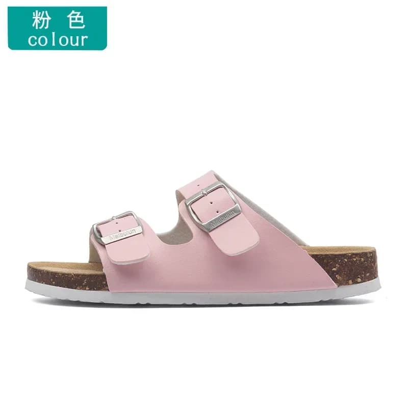 Pantofole da donna con fibbia a fondo piatto Pantofole in sughero Uomo Estate unisex Bottone da spiaggia Sandali casual da esterno Scarpe da donna firmate