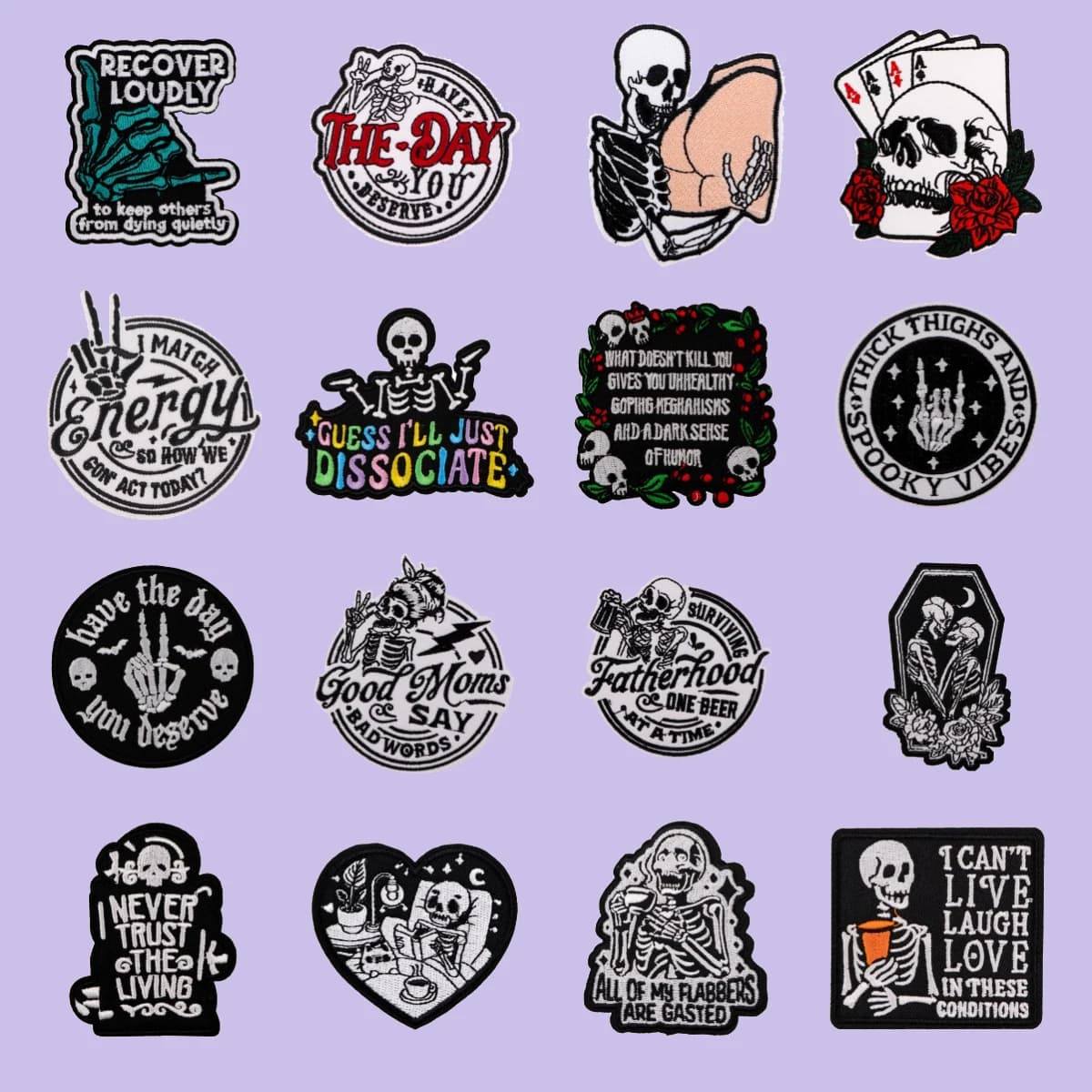 Skull Quotes Embroidery Patch Iron On Patches For Clothing Thermoadhesive Patches For Jackets Sew DIY Sticker Accessories