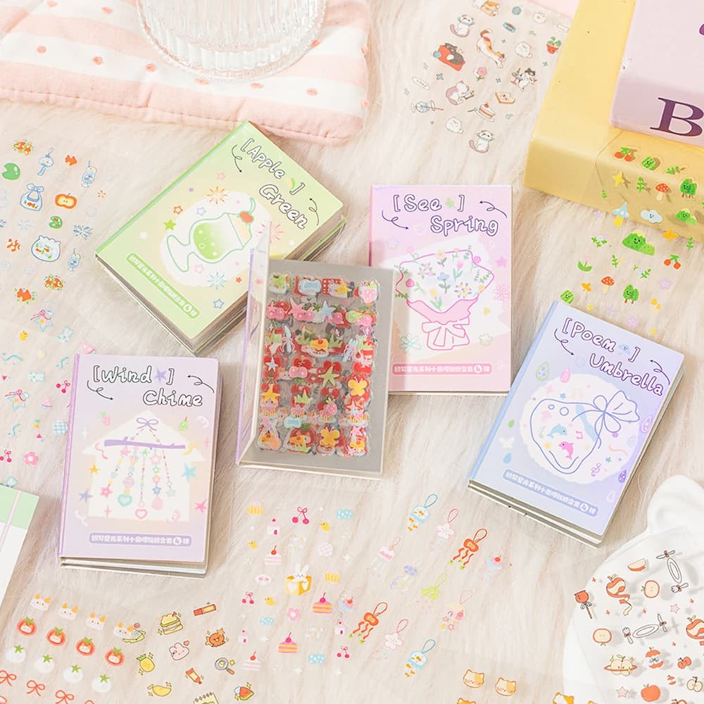 30 fogli di mini adesivi Starlight, adesivi carini Doudouben per borse da studente, adesivi decorativi per unghie fai da te