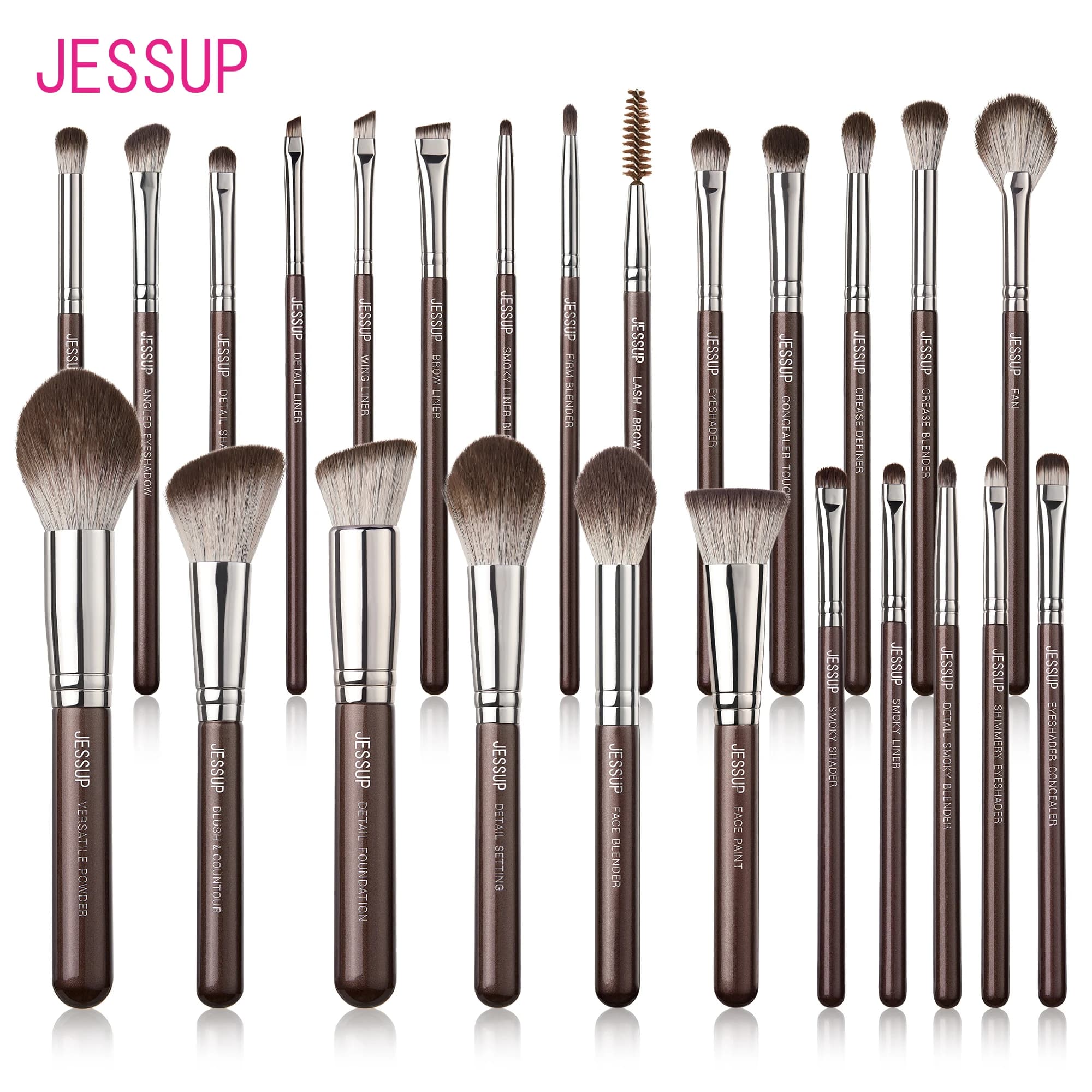 Jessup Makeup Brush Set 15/25 pieces Premium synthetic brown makeup brushes Fondotinta Ombretto Fard Eyeliner, T511