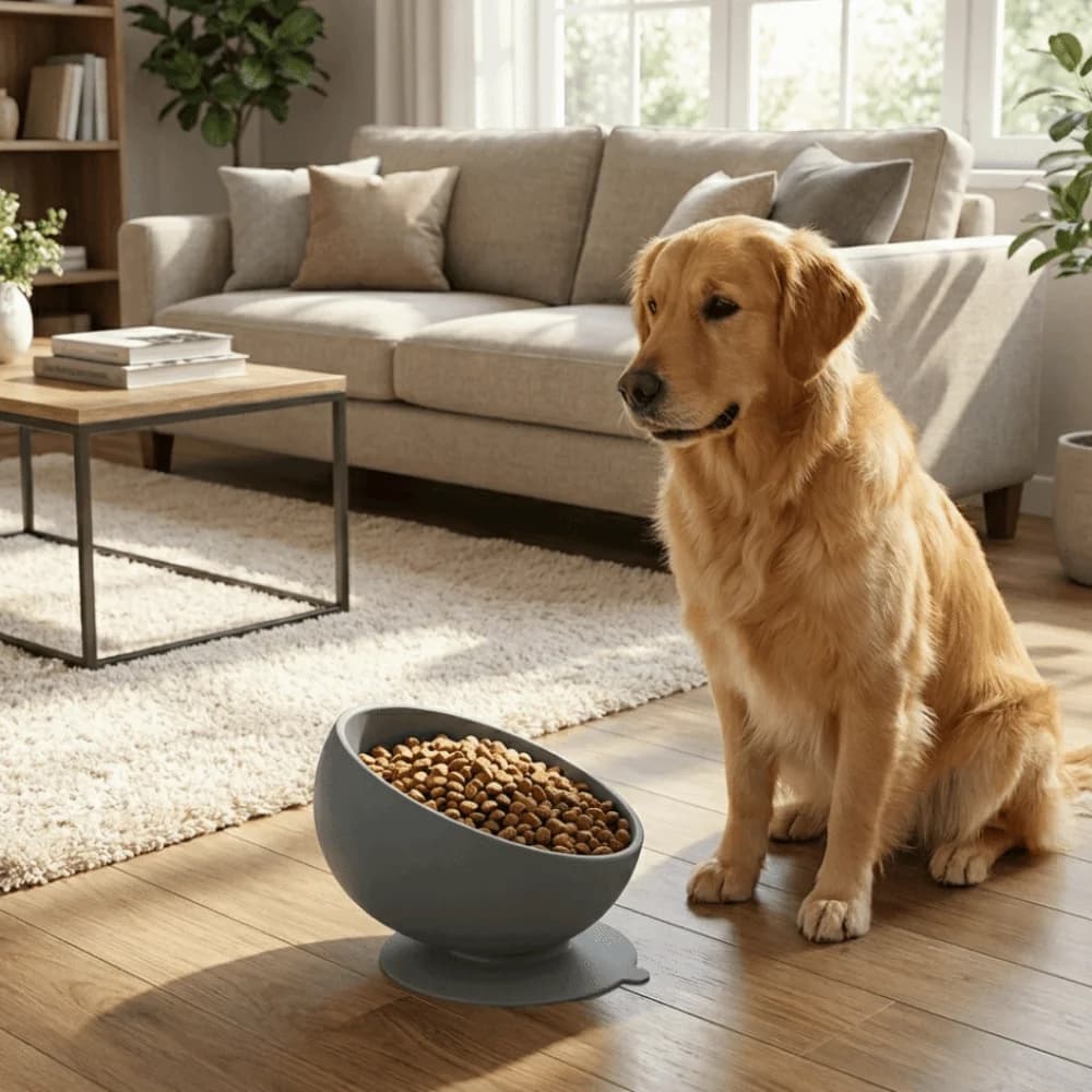 Non-Slip Silicone Pet Bowl Suction Cups Neck Protection Elevated Feeder Anti-Tipping Dog Food Bowl for Cats Dogs
