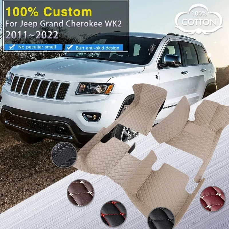 Tappetini per auto 3D RHD per Jeep SRT Grand Cherokee WK2 2011 ~ 2022 Tappeto protettivo Tappeto Tappetino in pelle Anti sporco Rilievi del piede Accessori auto