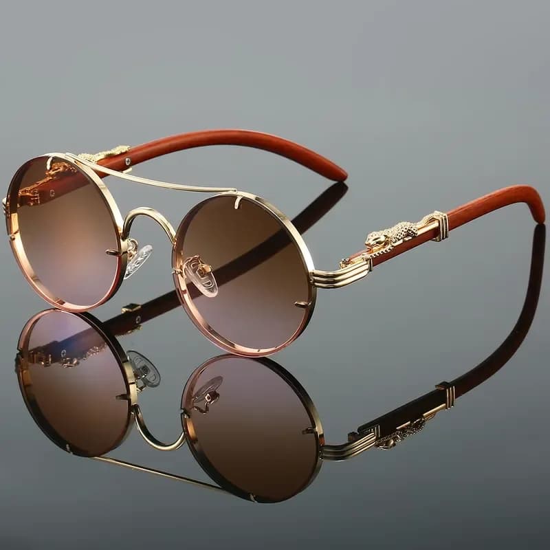 KAMMPT Retro Round Metal Sunglasses Fashion Pilot Gradient Driving Men's Shades Women Vintage Trendy Brand Design Sun Glasses