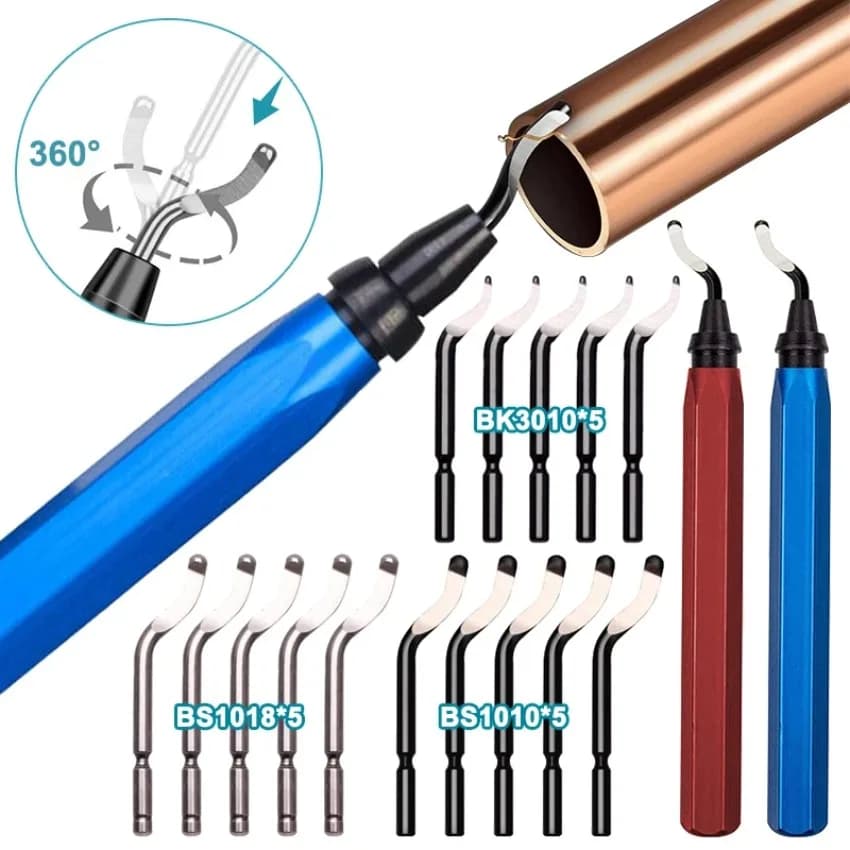 Utensile sbavatore RB1000 con impugnatura a penna, per la rimozione di bavaglioli da tubi in resina, rame e stampanti 3D, con 15 lame rotanti per sbavatura
